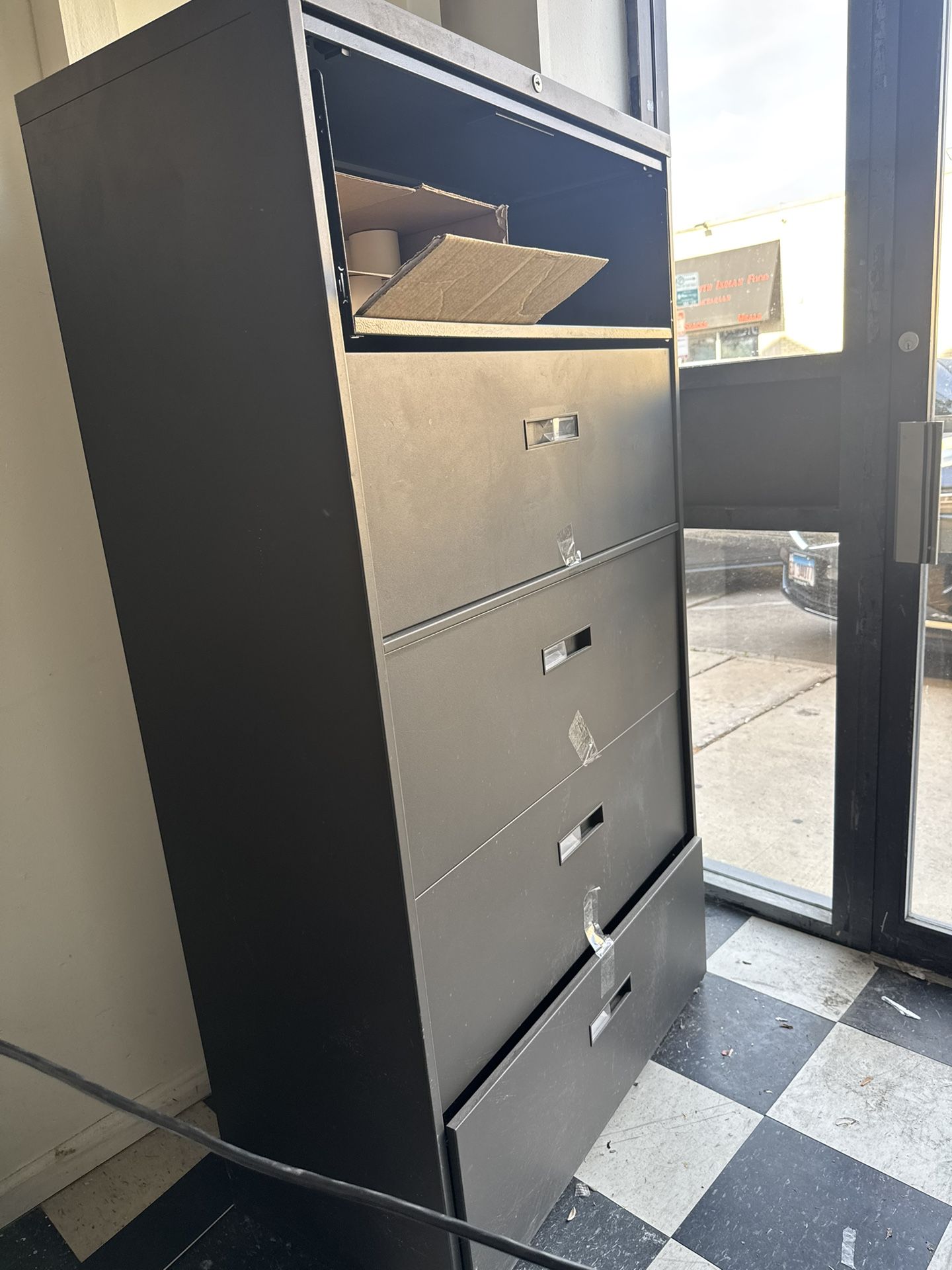 Black Metal Lateral Filing Cabinet – 4 Drawers