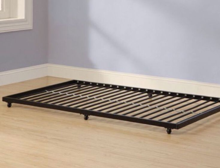 Black Metal Twin Bed Roll-Out Trundle Frame J1- 2141