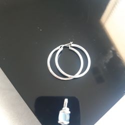 925 STERLING SILVER Hoops And Pendant Each For $17