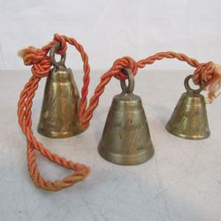 Wind Chimes Etched Solid Brass Hanging Three Bells


