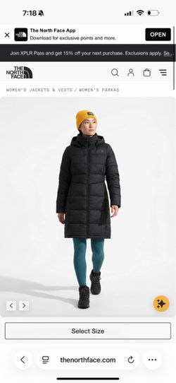 The North Face Black Long Puffer Jacket with Hood