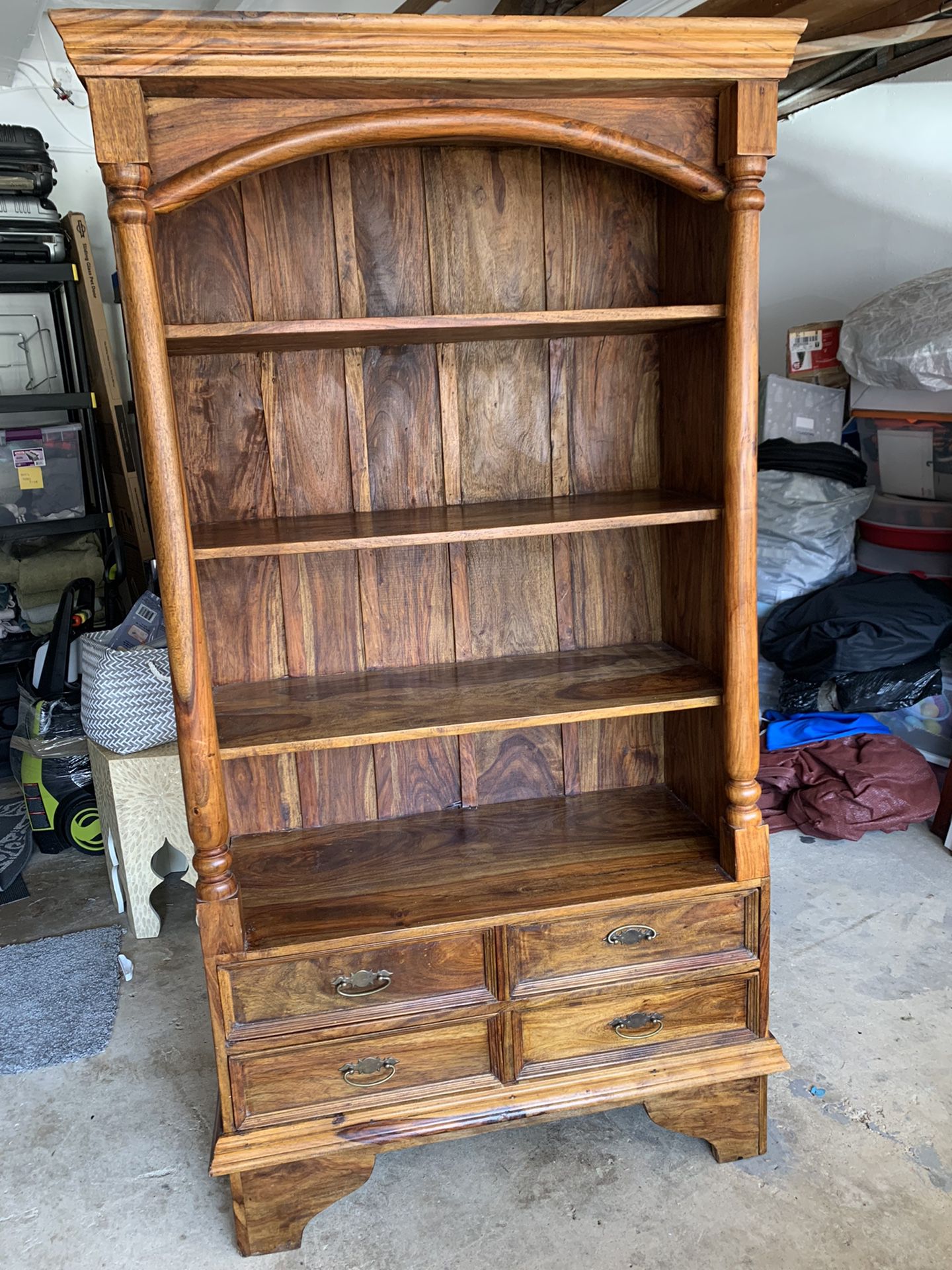 Antique Style Wooden Bookcase Cabinet With Drawers
