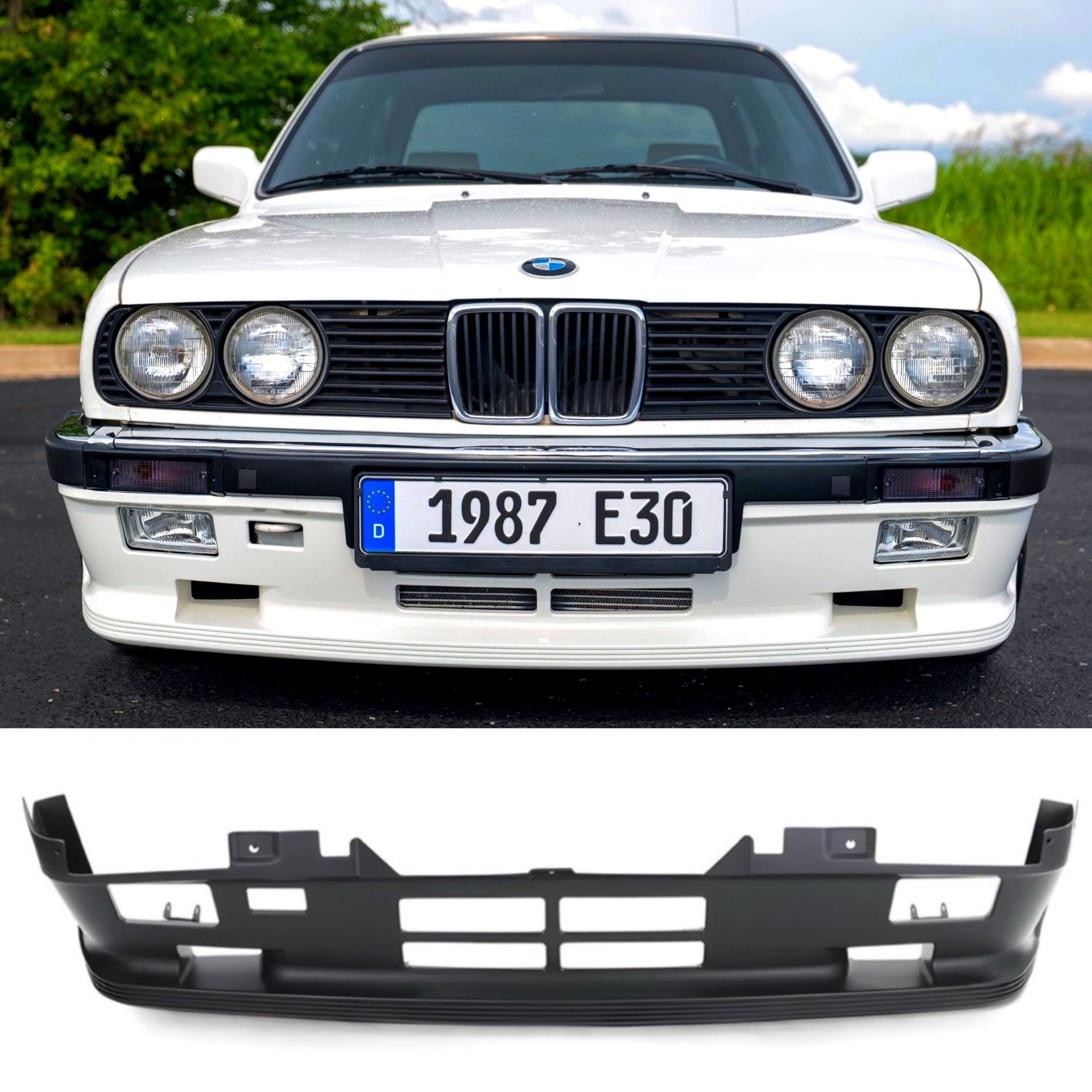 BMW E30 MTech 1 Front Bumper Apron + Fog Lights
