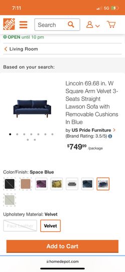 US Pride Furniture Blue Sofa NEW In Box