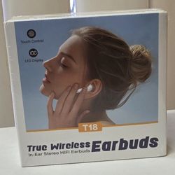 White Wireless Earbuds, Bluetooth Ear Buds with Big Bass Stereo Sound