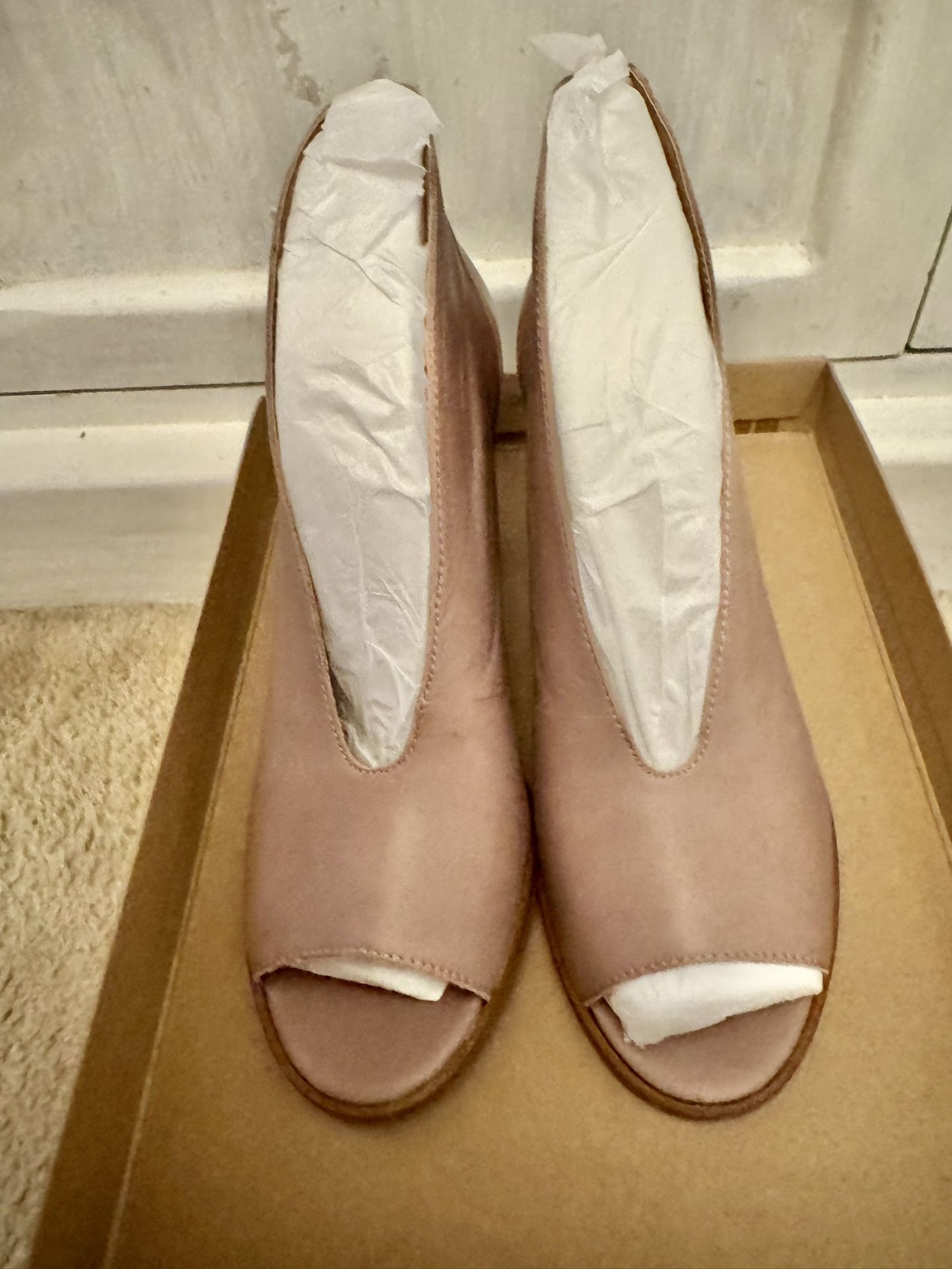 Rose Lucky Brand Leather peep toe boots