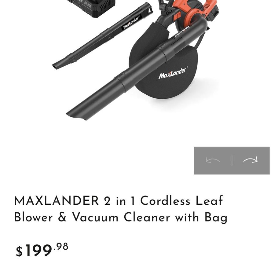 MAXLANDER 2 in 1 Cordless Leaf Blower & Vacuum Cleaner with Bag