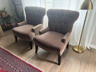 Velvet Tufted Wingback Chairs - $25 Each
