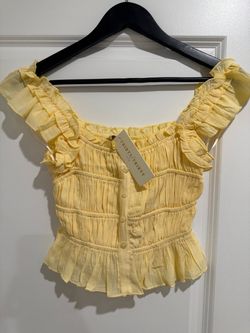Yellow Ruffle Crop Top  Size XS