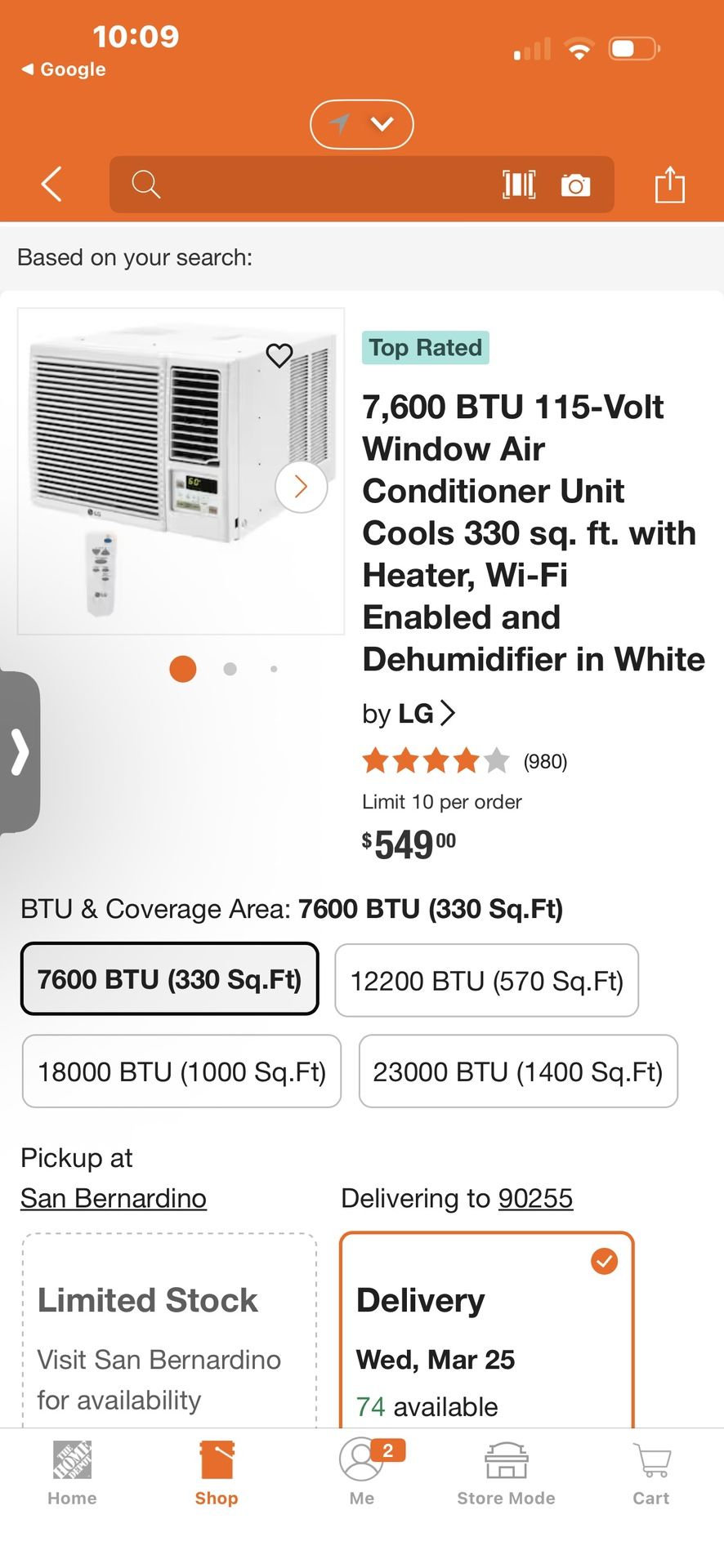 7,600 BTU 115-Volt Window Air Condition