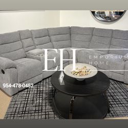 Grey Linen Sofa Sectional Recliner 🔥BUY NOW - Pay Later 