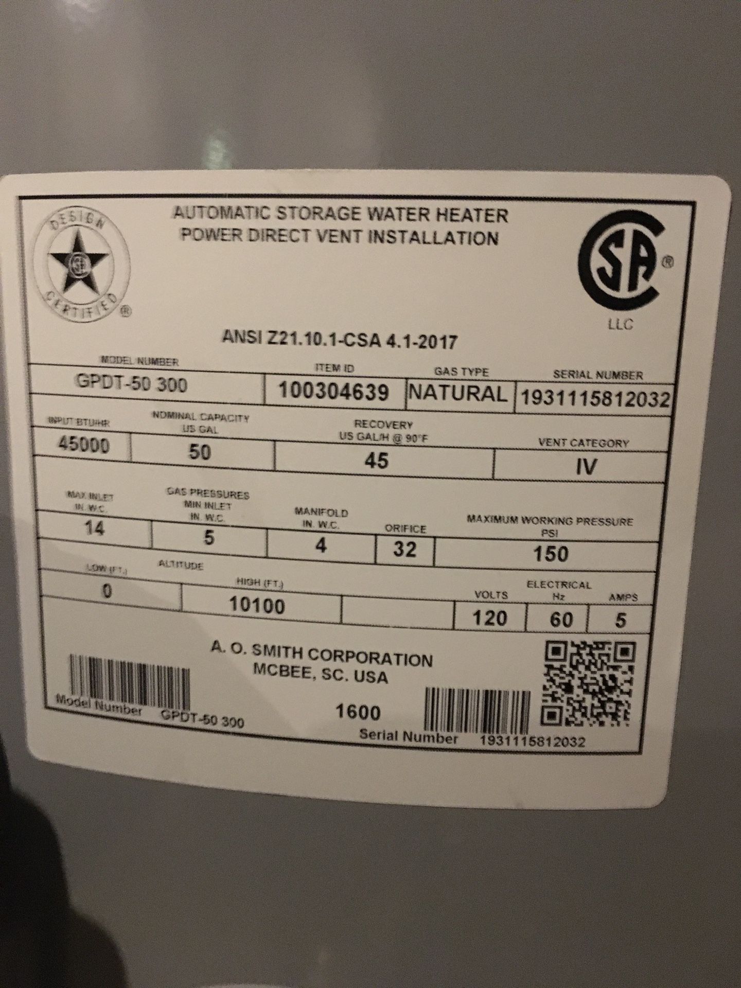 Bradford white 50 gallon electric hot water heater for Sale in Castle