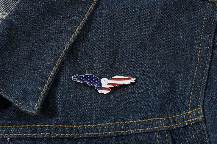 American Flag Pattern Eagle Shape Brooch For Clothing/ Hats/ Wallets