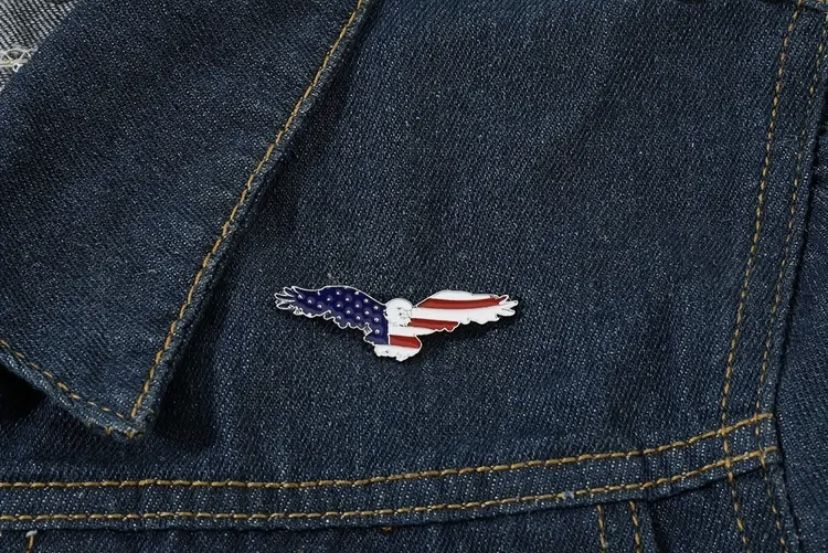 July 4th - American Flag Pattern Eagle Shape Brooch For Clothing/ Hats/ Wallets
