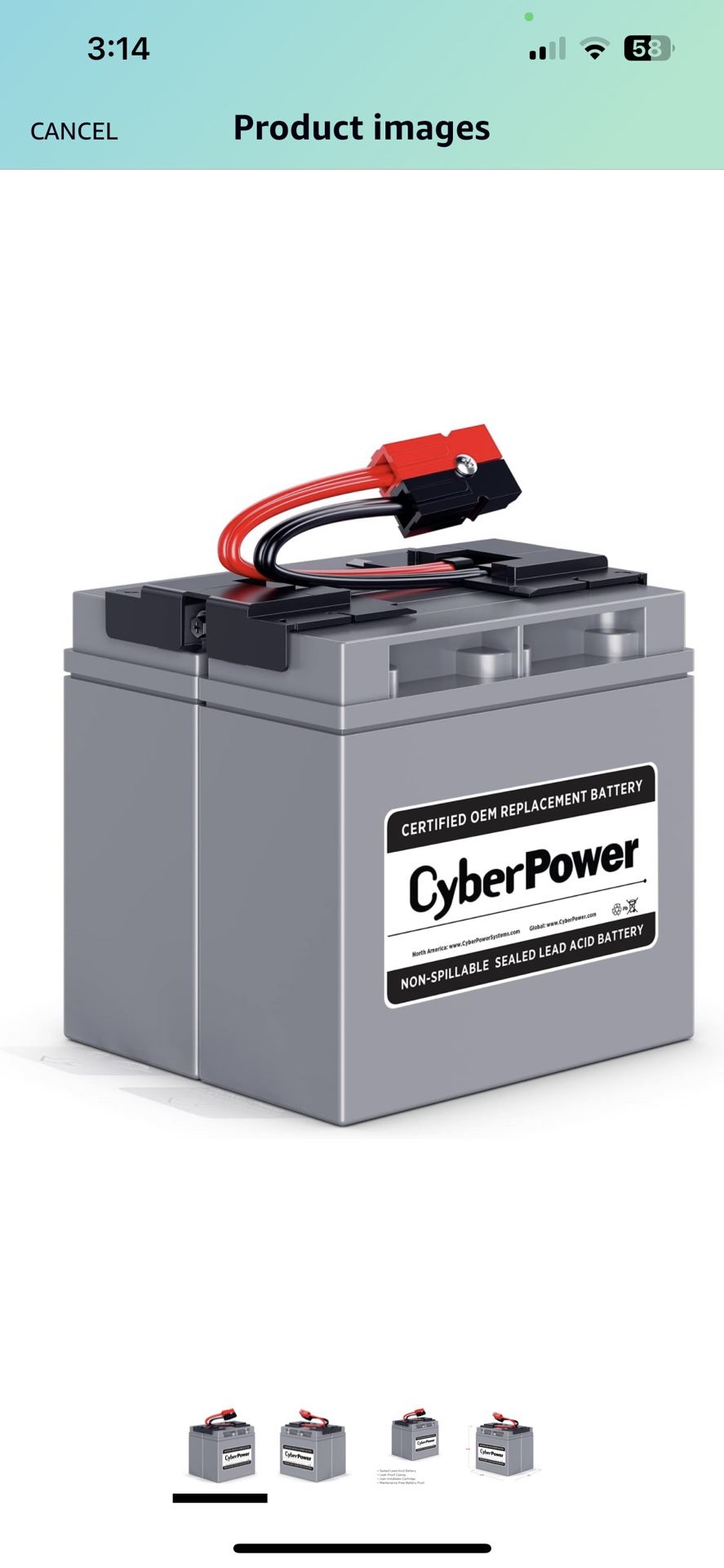 CyberPower RB12170X2A UPS Replacement Battery Cartridge, Maintenance-Free, User Installable, 12V/17Ah