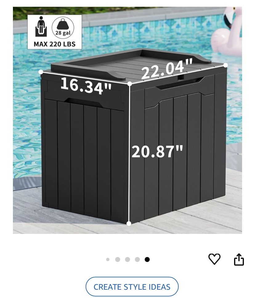 In Box New Large Outdoor Storage Deck Box, 31 Gallon, Table Weatherproof UV Resistant, Lockable, Dark Black, for Patio Furniture, Garden Tools, Pool