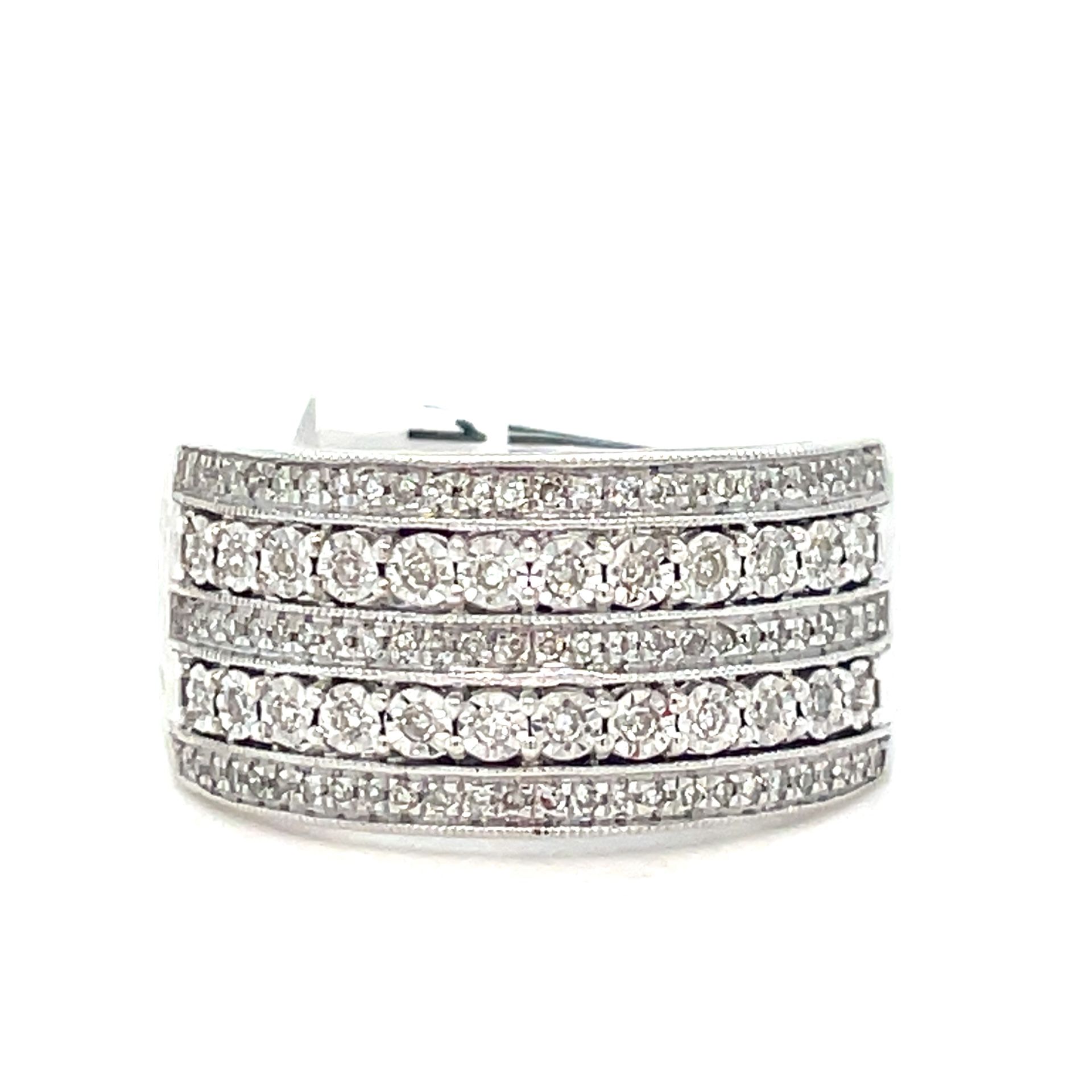 925 Sterling Silver Diamond Wide Band Ring 5.90g .25CTW Size 7 201971/2