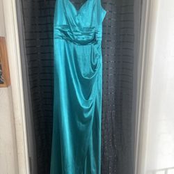Teal Satin Dress 