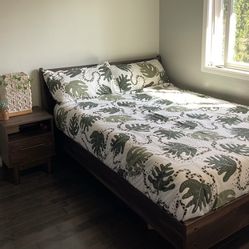 Full Platform Bed And Nightstand
