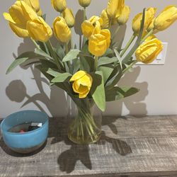 Large Yellow Silk Tulips Lively