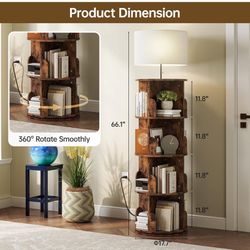 Rotating Bookshelf with Lamp