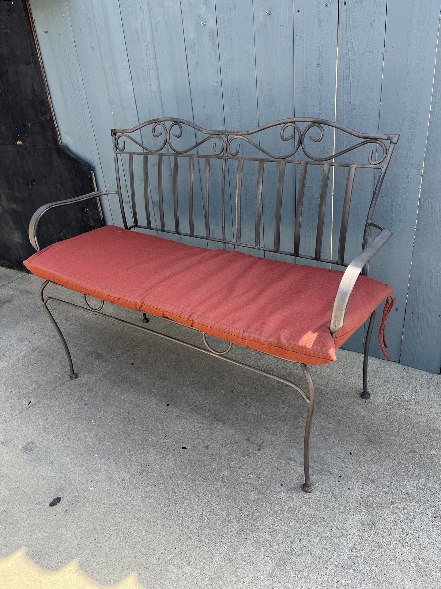 Wrought Iron Garden Bench With Pad Good Condition Very Sturdy No Low Ballers Please