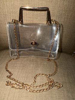 Clear Purse with Gold Chain Crossbody Style