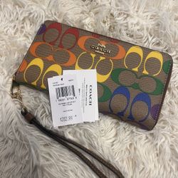 Coach Long Zip Around Wallet in Rainbow Canvas *Special Edition*
