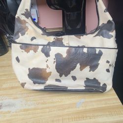 " BUENO " LADIES COWHIDE PRINT HANDBAG/PURSE