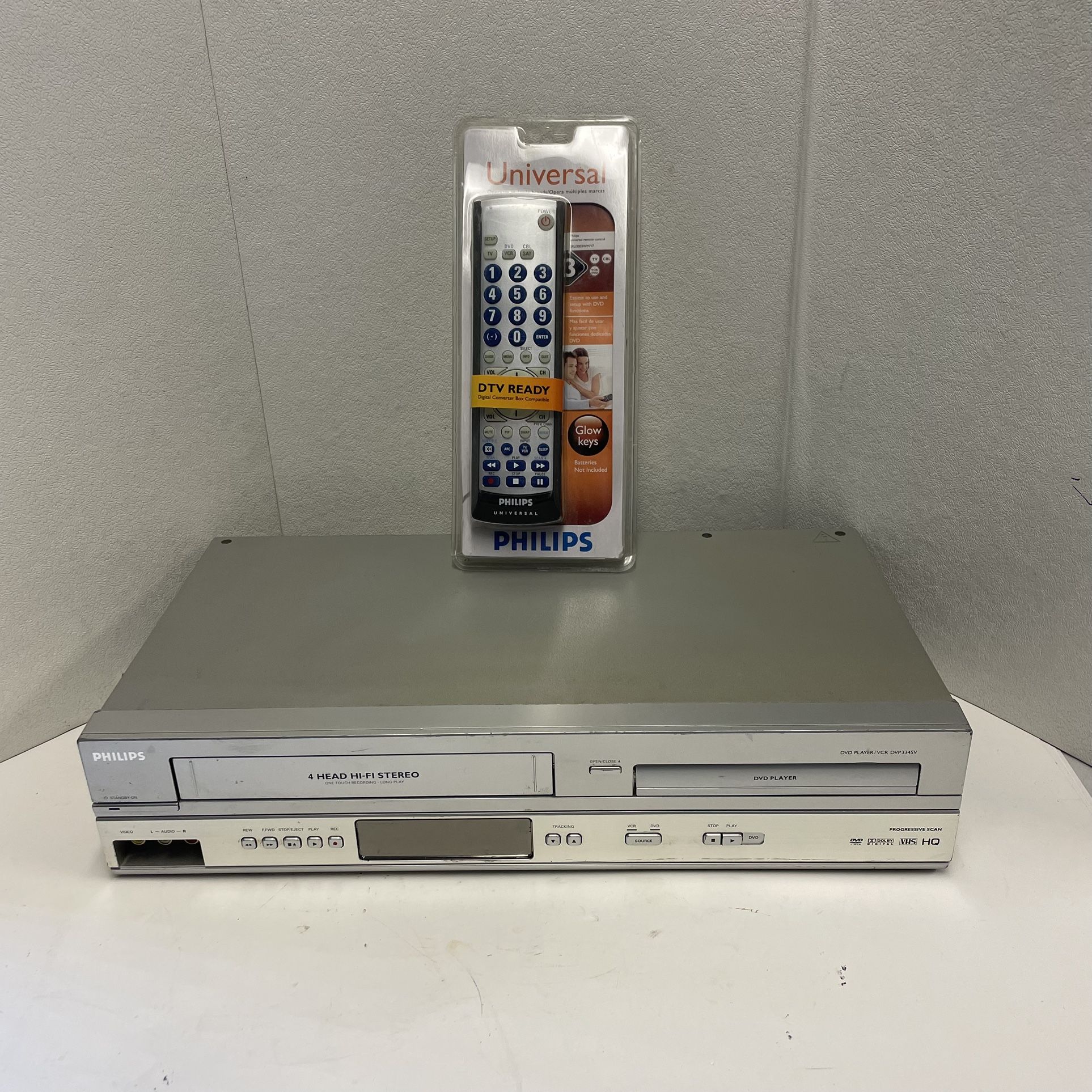 Philips DVD VCR Combo Player DVP3345V 4-Head Hi-Fi VHS Recorder W/ Remote Tested