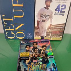 Chadwick Boseman LOT: Black Panther (Blu-ray) & 42 J. Robinson & Get On Up DVD