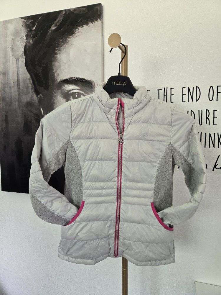 Michael Kors Girls Kids Puffer Jacket Colors Grey/Pink Size 14