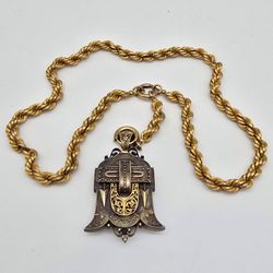 14k Solid Gold Victorian Etruscan Pendant and necklace 40.7g