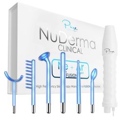 NuDerma Clinical Skin Therapy Wand - Portable Skin Therapy Machine w 6 Fusion Neon + Argon Wands 