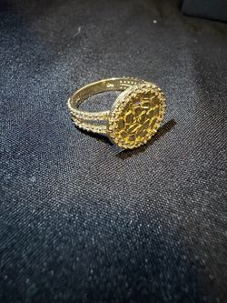 Gold and diamond Nugget Style Cocktail Ring-10k