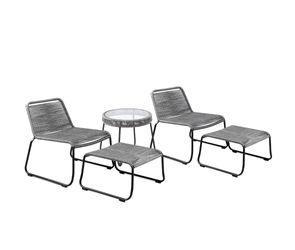 Royal Garden Avery 5-Piece Modern Rope Seating Set with Ottomans Brown/Beige