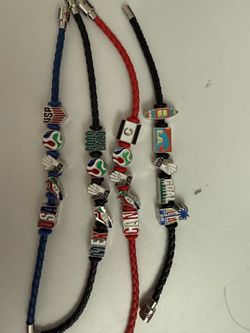FIFA 2026 official Soccer Themed Braided Leather Charm Bracelets
