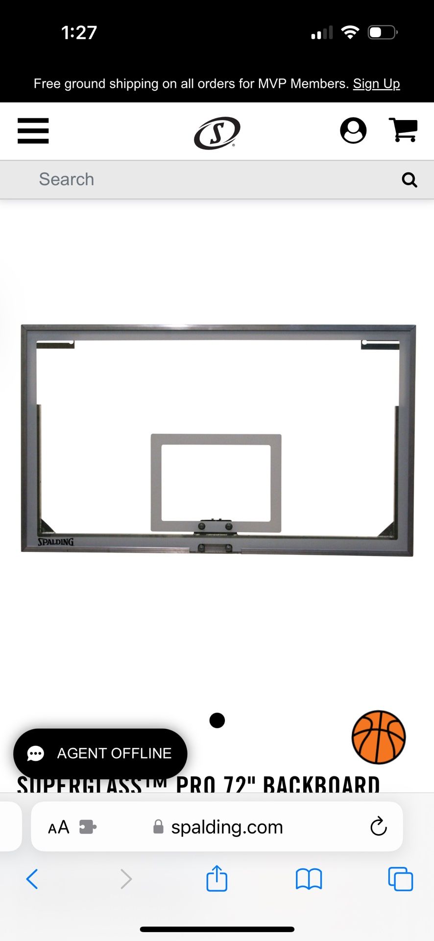 Spaulding 72 Inch Acrylic Basket Ball Backboard ONLY
