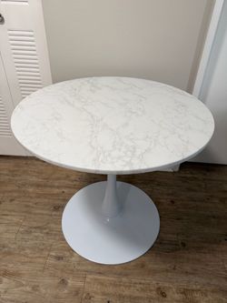 Round Faux Marble Dining/ Accent Table + 2 Matching Chairs