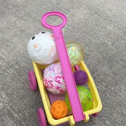 Pulling Wagon And Balls ⚽️ For Kids Tons Of Fun 