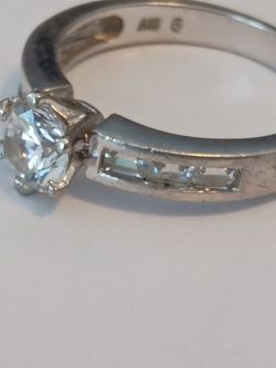 925  Stamulated Lab CZ Diamond Ring Size 9 Each Side 3  Diamond Makes Ring Very Special 