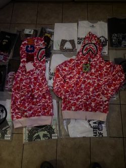 Pink and white bape hoodies