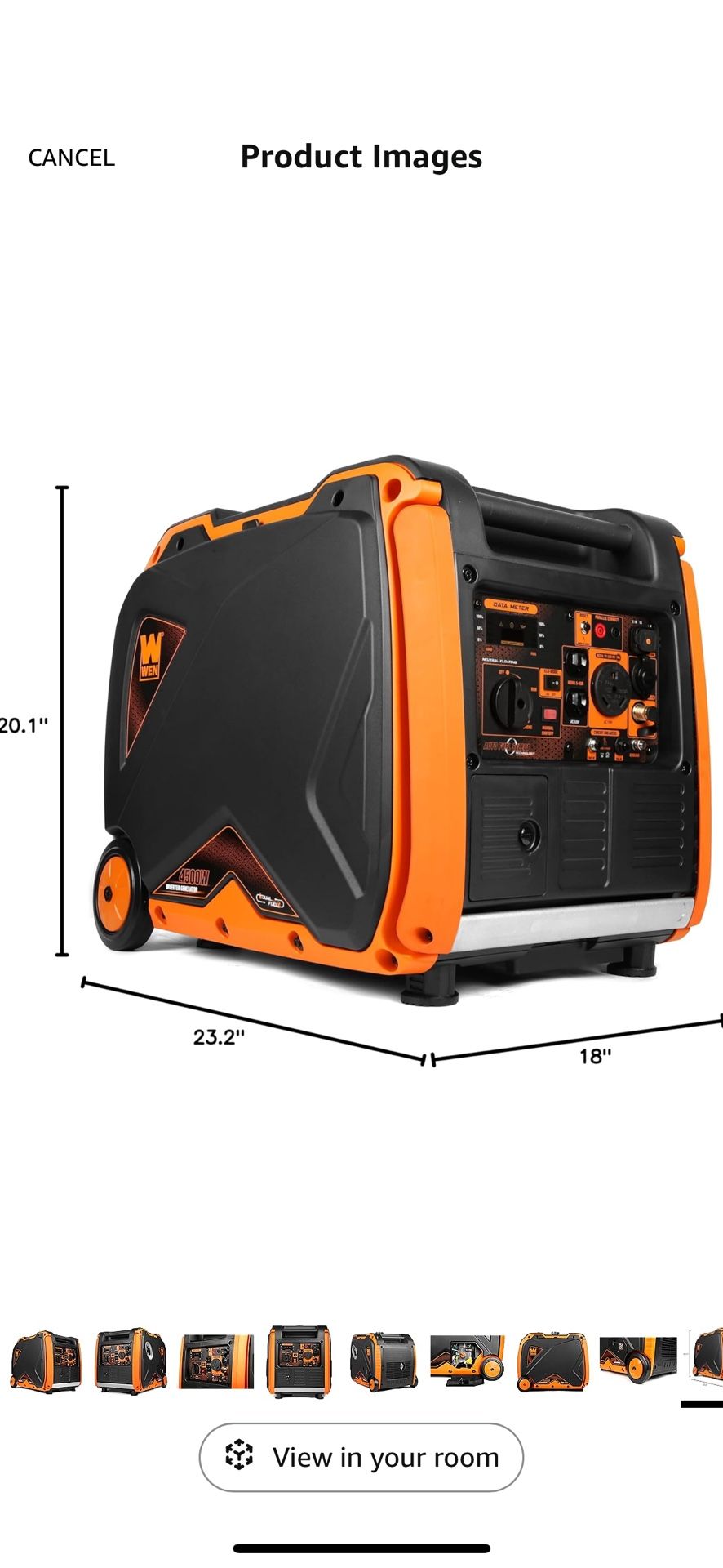 Generator WEN DF450i Super Quiet 4500-Watt Dual RV-Ready Portable Inverter Generator with Fuel Shut-Off
