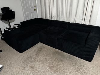 Black Corduroy Modular Sectional Sofa
