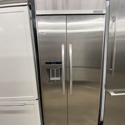 KitchenAid Side By Side 36” Built In Refrigerator Stainless Steel