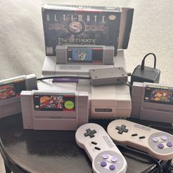 Super Nintendo SNES Bundle With Games and Poster