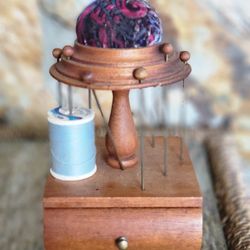 Antique Thread Holder With Pin Cushion