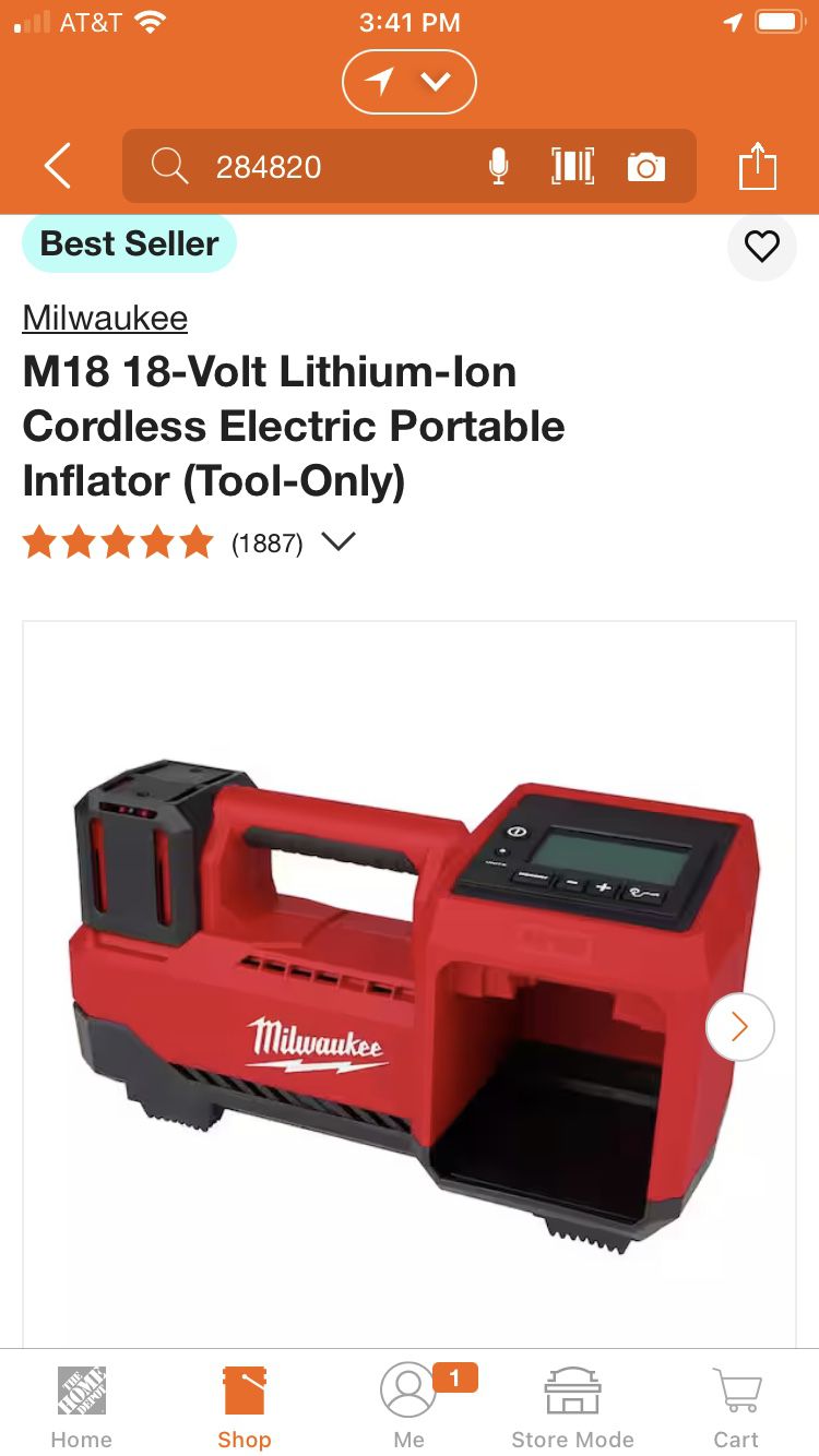 Milwaukee M18 18-Volt Lithium-Ion Cordless Electric Portable Inflator (Tool-Only)