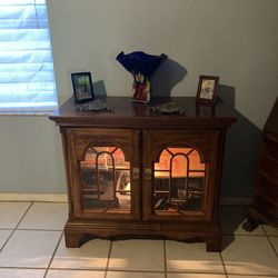 Buffet Cabinet Lighted With Two Drawers And Glass Doors