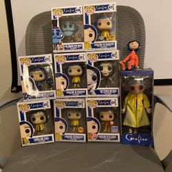 Coraline Funko Pops and Doll